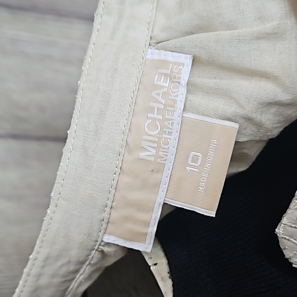 Michael Kors Neutral Shimmer Gold Eyelet Dress Sz 10 - Picture 10 of 11